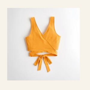 Yellow Wrap Crop Tee